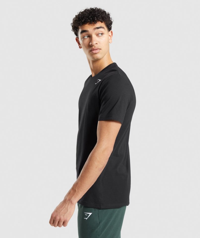 Men's Gymshark Essential T-Shirts Black | NZ 6WXYZO